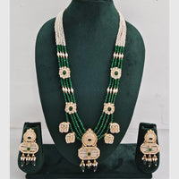 Rajwadi Collection Luxurious Crystal And Beads Meenakari Long Necklace Set