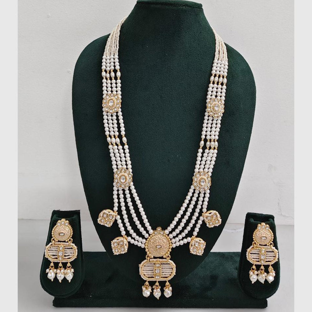 Rajwadi Collection Luxurious Crystal And Beads Meenakari Long Necklace Set
