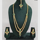 Rajwadi Collection Designer Crystal Stone Pearl Long Necklace Jewellery Set
