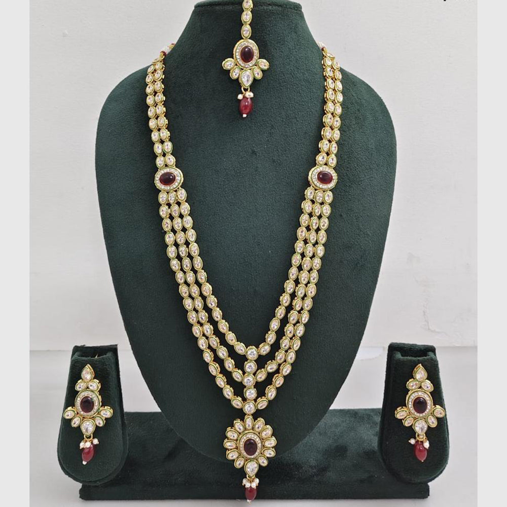 Rajwadi Collection Designer Crystal Stone Long Necklace Jewellery Set