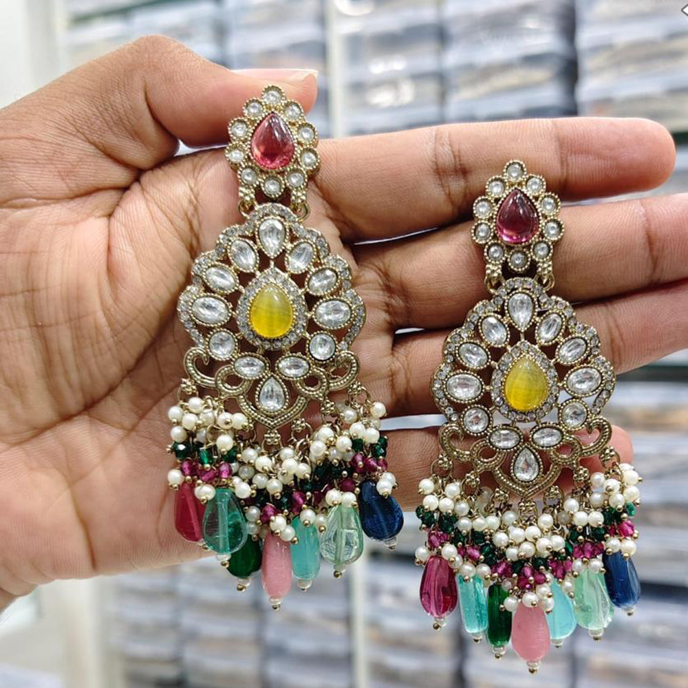 Rajwadi Collection Royal Pota Stone Ethnic Dangler Earrings