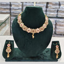 Rajwadi Collection Grand Look Pota Stone And Pearl Meenakari Necklace Set