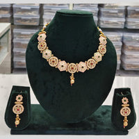 Rajwadi Collection Grand Look Pota Stone And Pearl Meenakari Necklace Set