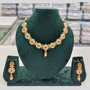 Rajwadi Collection Grand Look Pota Stone And Pearl Meenakari Necklace Set