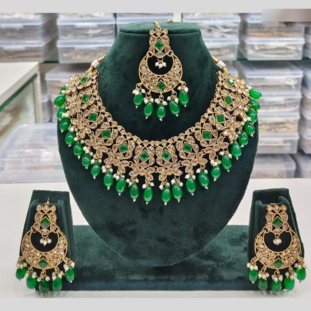 Rajwadi Collection Traditional Luxe Crystal Stone And Beads Necklace Set