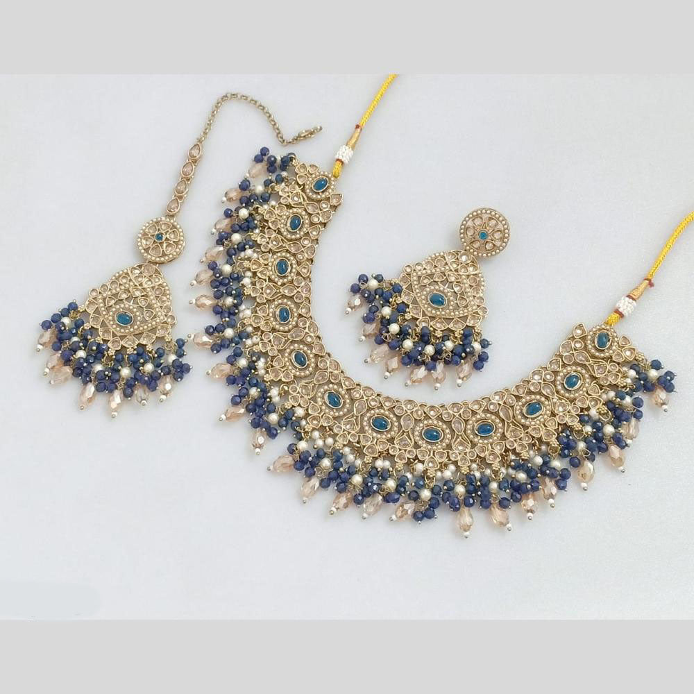 Rajwadi Collection Traditional Luxe Crystal Stone And Beads Necklace Set