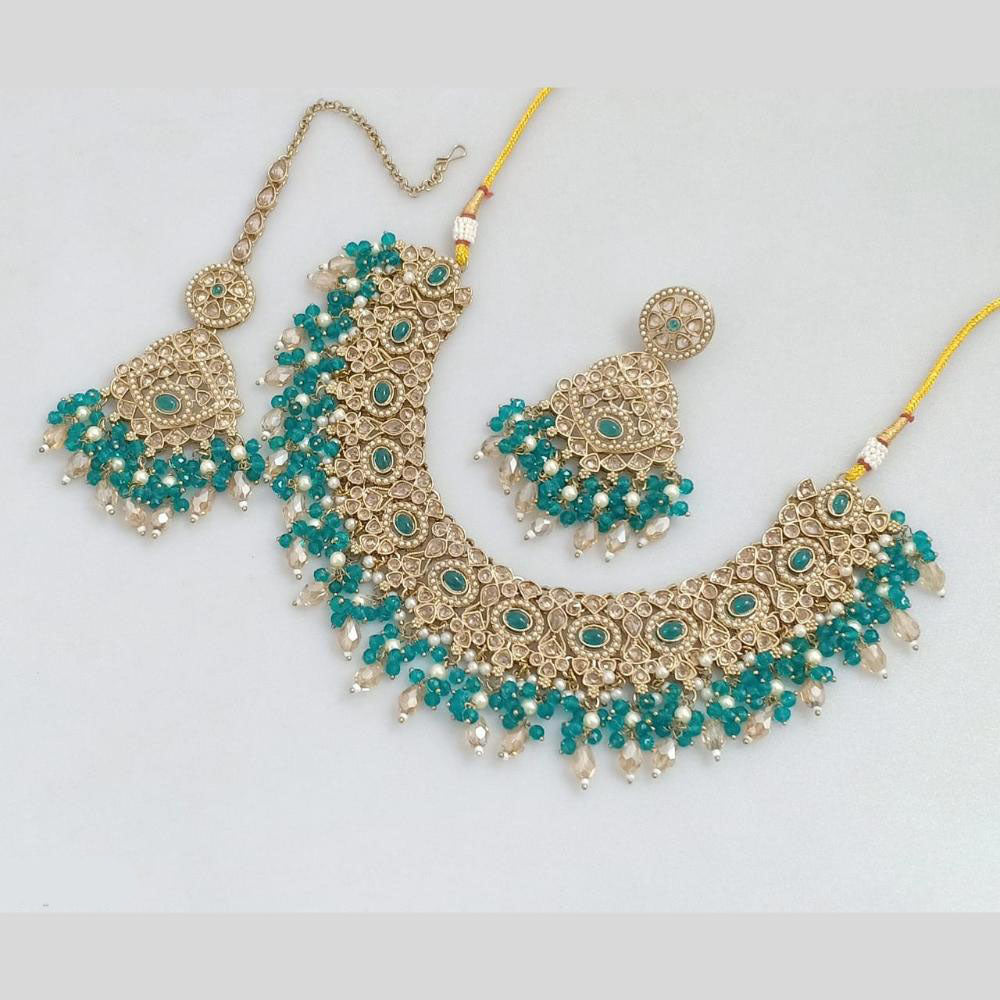 Rajwadi Collection Traditional Luxe Crystal Stone And Beads Necklace Set