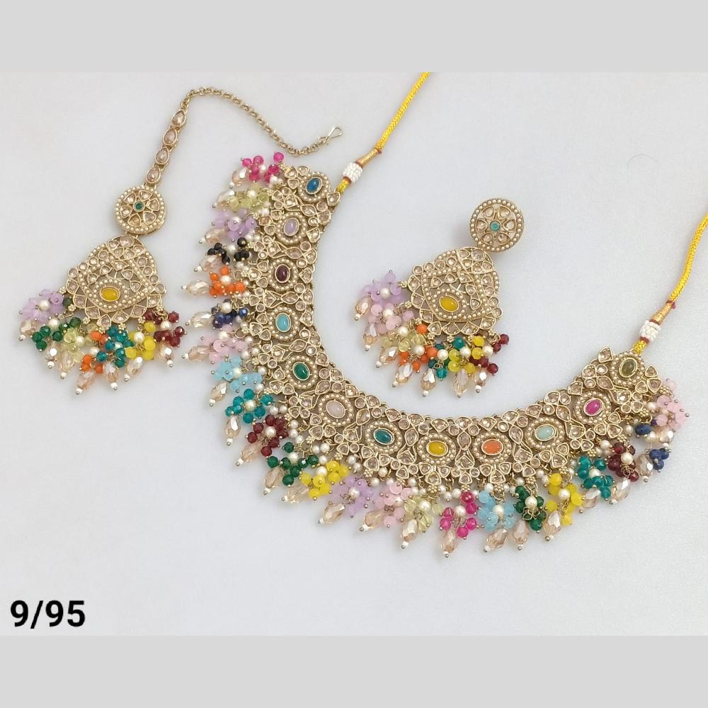 Rajwadi Collection Traditional Luxe Crystal Stone And Beads Necklace Set