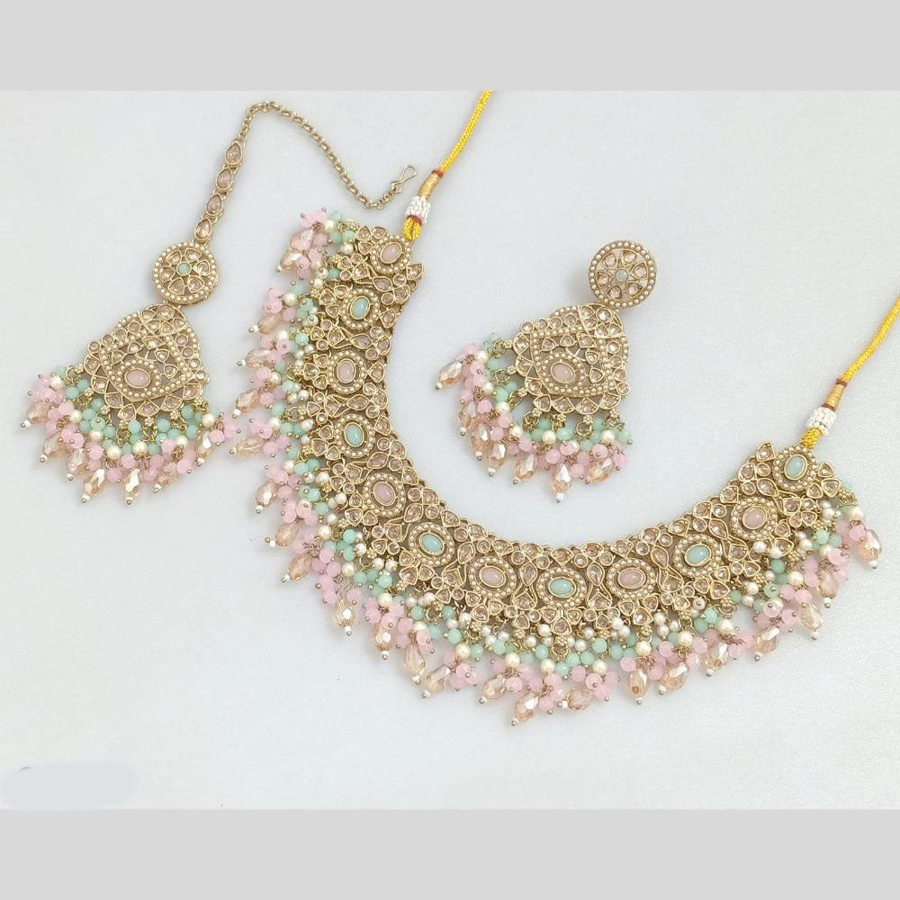 Rajwadi Collection Traditional Luxe Crystal Stone And Beads Necklace Set