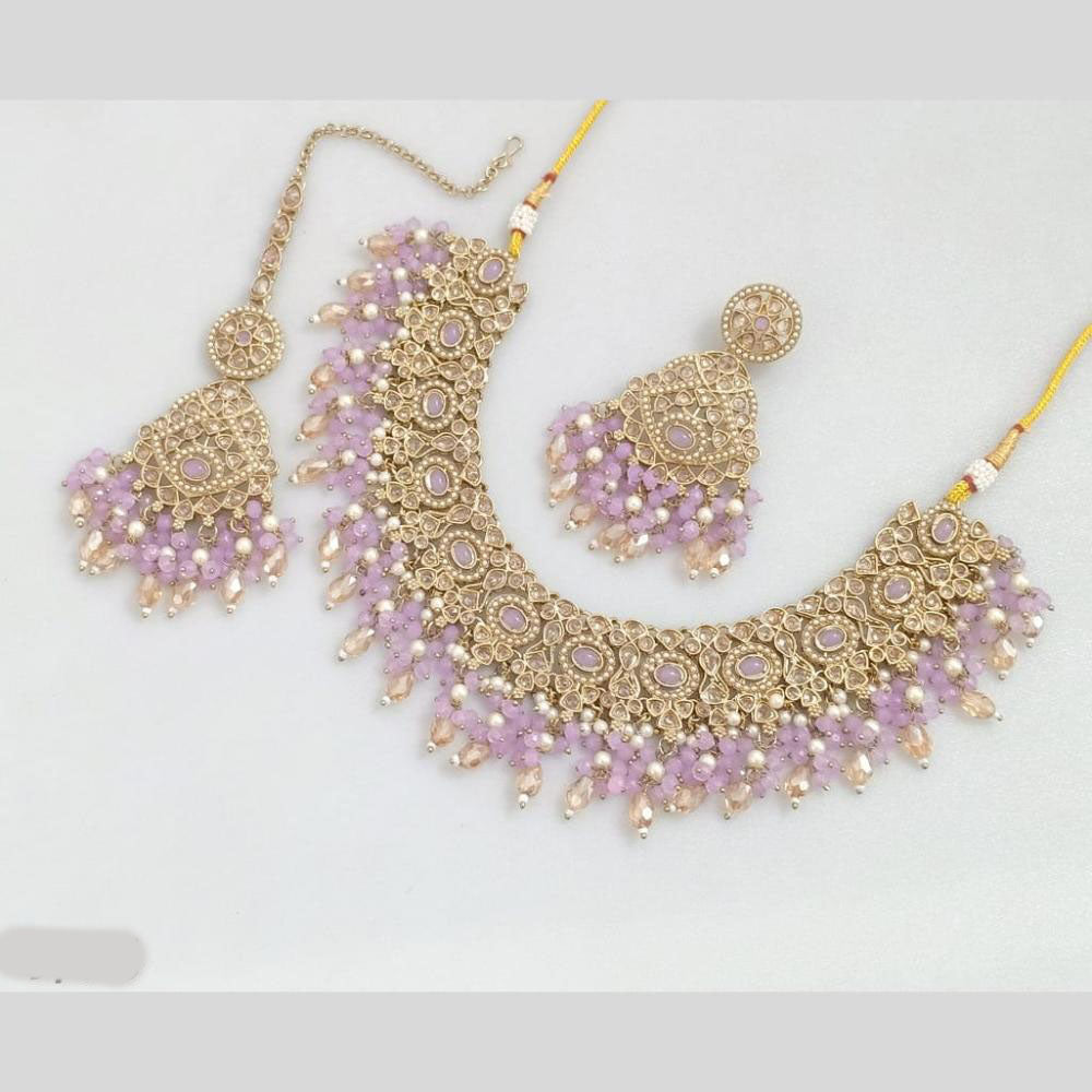 Rajwadi Collection Traditional Luxe Crystal Stone And Beads Necklace Set