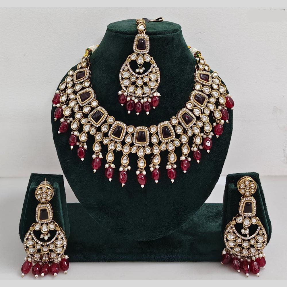 Rajwadi Collection Exclusive Kundan Pearl And Beads Ethnic Necklace Set