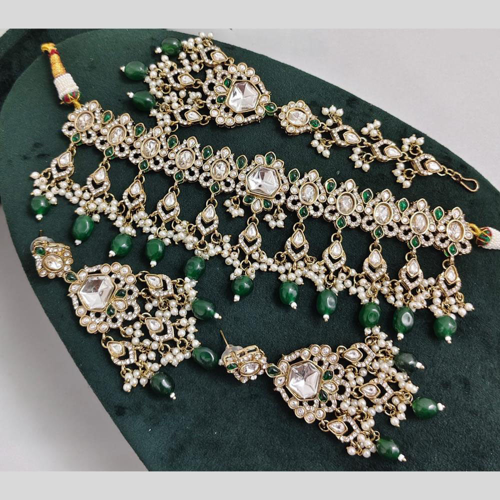 Rajwadi Collection Exclusive Kundan Pearl And Beads Ethnic Choker Necklace Set