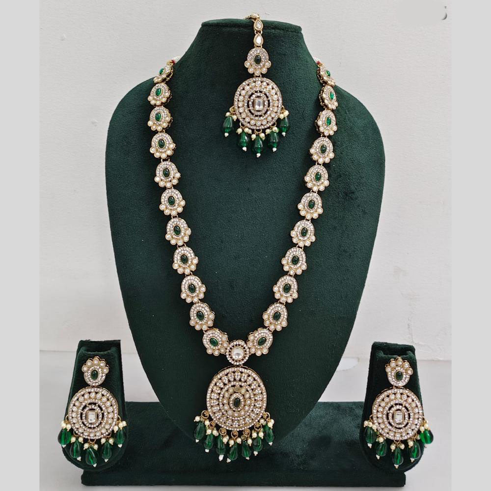 Rajwadi Collection Premium Pota And Austrian Stone Ethnic Long Necklace Set
