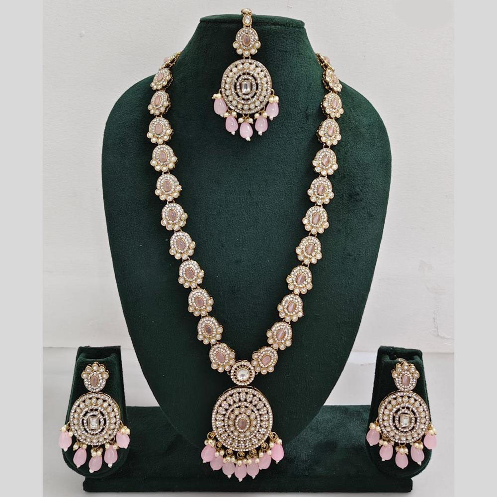 Rajwadi Collection Premium Pota And Austrian Stone Ethnic Long Necklace Set