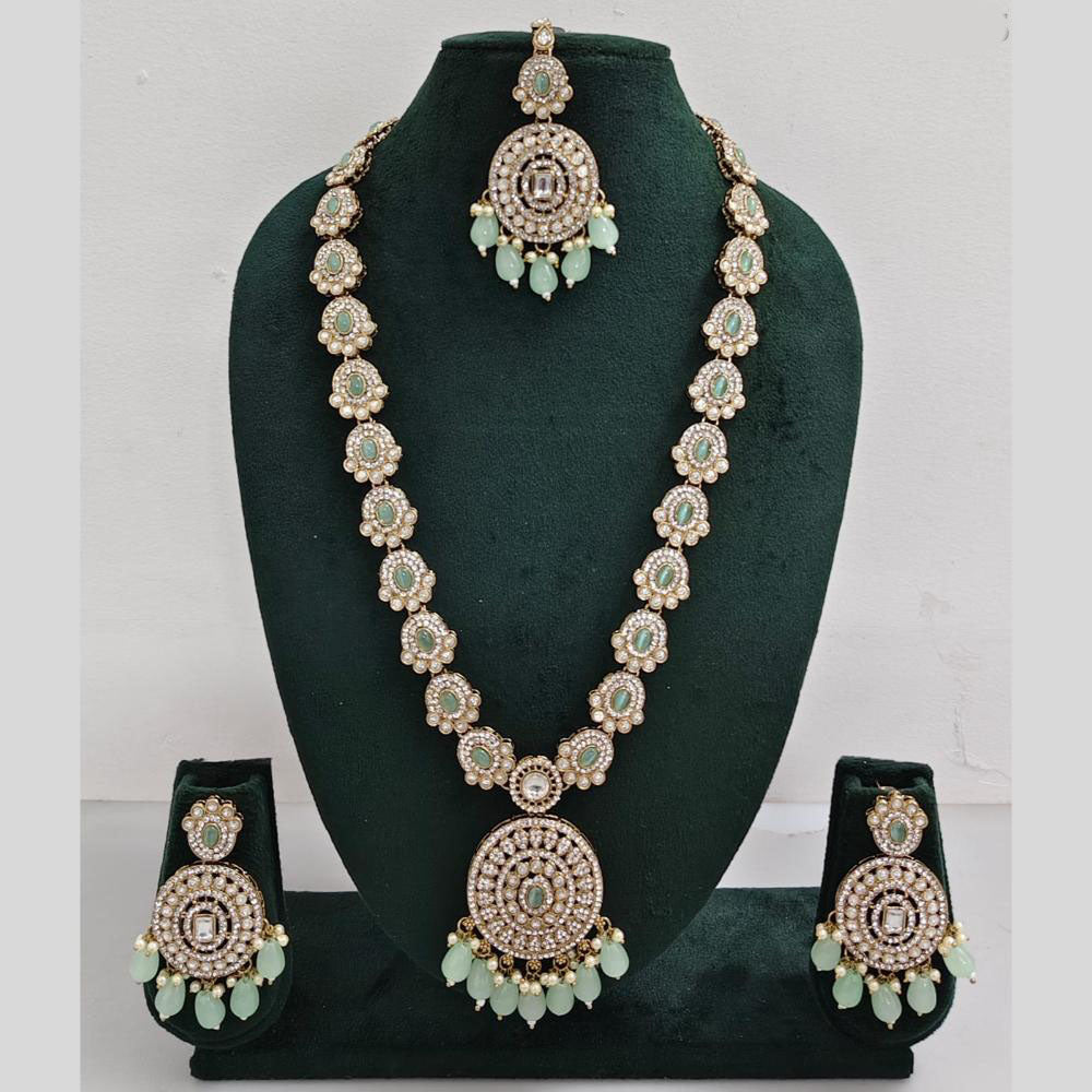 Rajwadi Collection Premium Pota And Austrian Stone Ethnic Long Necklace Set
