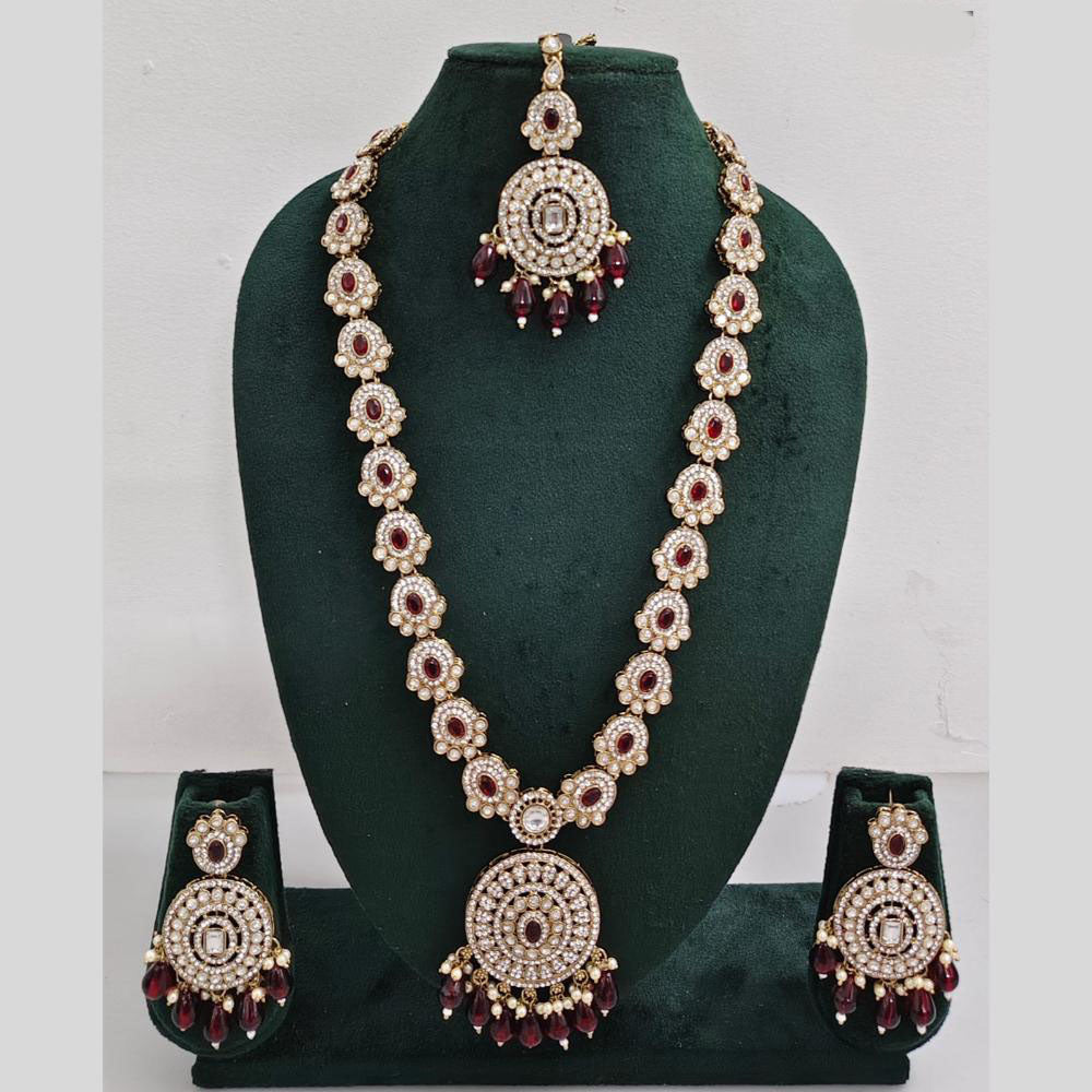 Rajwadi Collection Premium Pota And Austrian Stone Ethnic Long Necklace Set