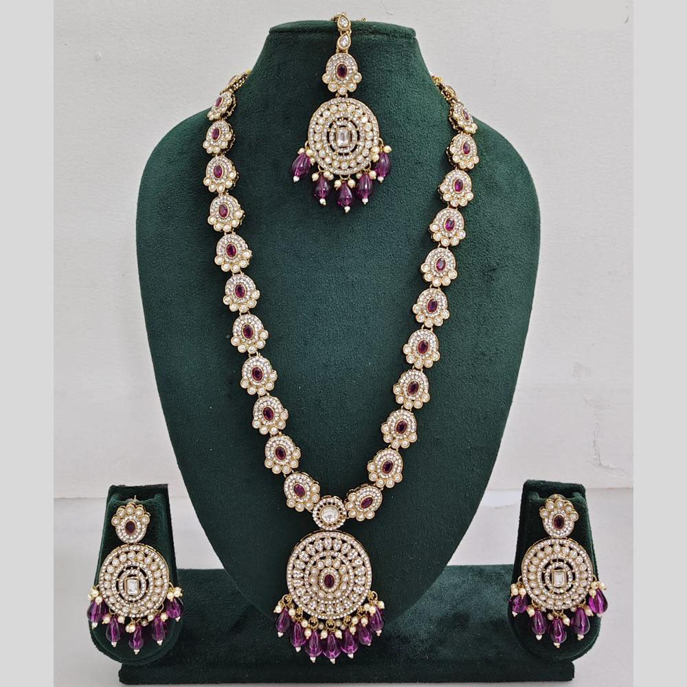 Rajwadi Collection Premium Pota And Austrian Stone Ethnic Long Necklace Set