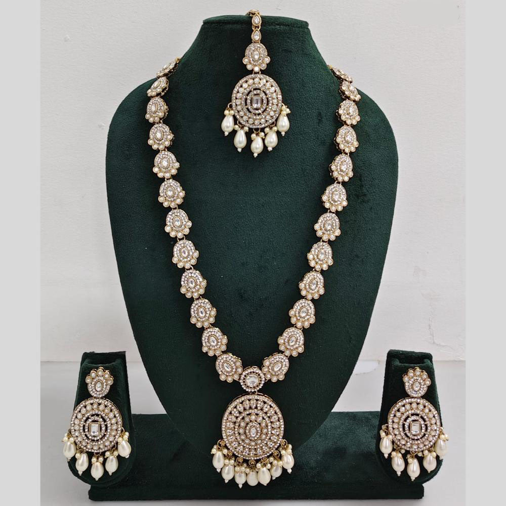 Rajwadi Collection Premium Pota And Austrian Stone Ethnic Long Necklace Set