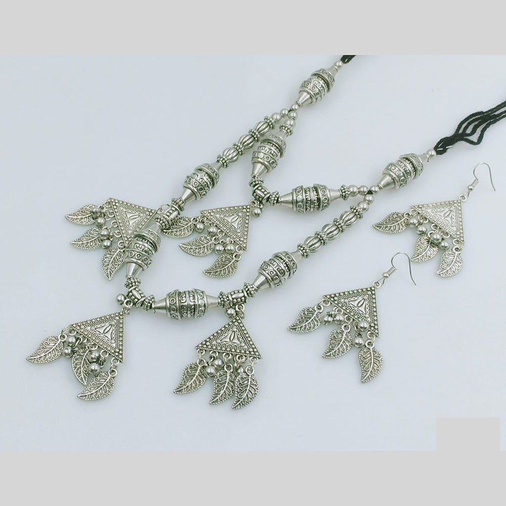 Rajwadi Collection Designer Oxidised Leaf Necklace Set