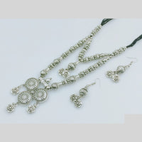 Rajwadi Collection Designer Flower Oxidised Necklace Set