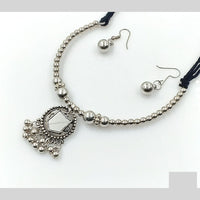 Rajwadi Collection Designer Oxidised Mirror Necklace Set