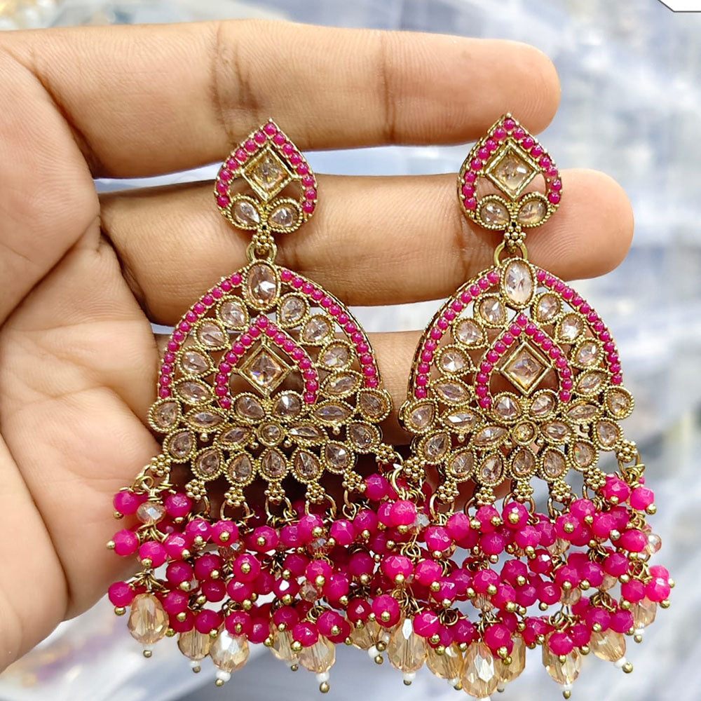Rajwadi Collection Stylish Crystal Stone Beads Dangler Earrings