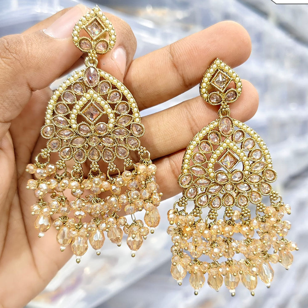 Rajwadi Collection Stylish Crystal Stone Beads Dangler Earrings