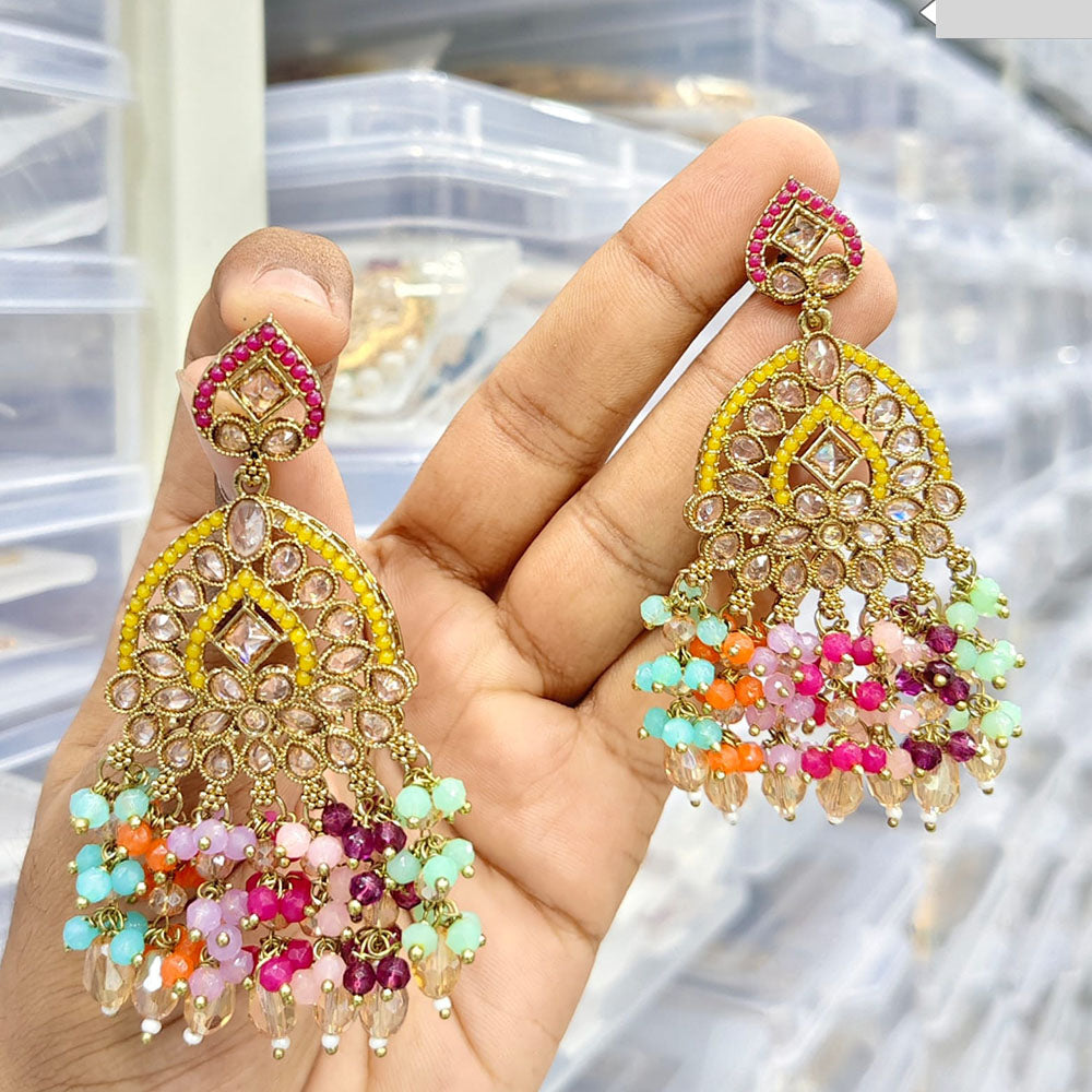 Rajwadi Collection Stylish Crystal Stone Beads Dangler Earrings