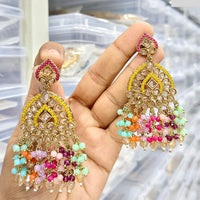 Rajwadi Collection Stylish Crystal Stone Beads Dangler Earrings