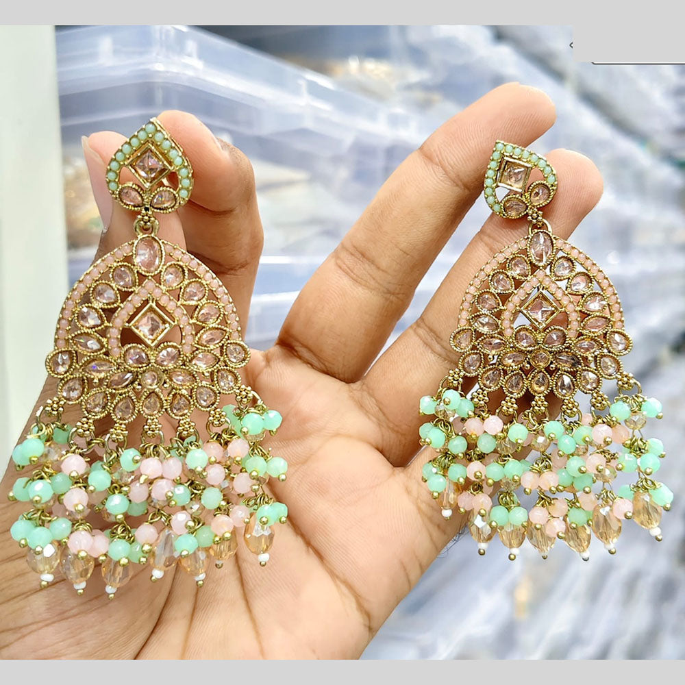 Rajwadi Collection Stylish Crystal Stone Beads Dangler Earrings