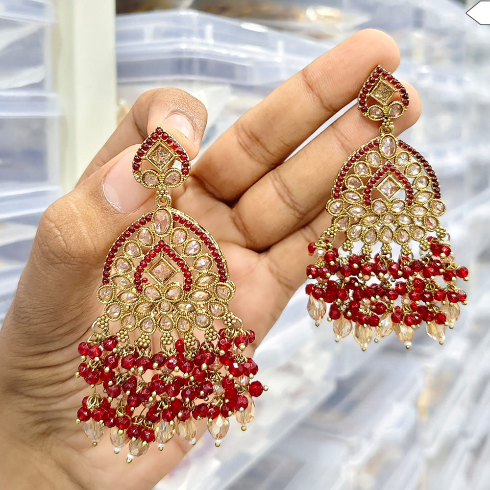 Rajwadi Collection Stylish Crystal Stone Beads Dangler Earrings