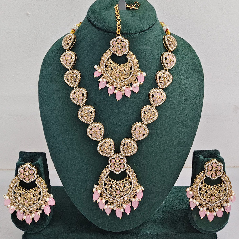 Rajwadi Collection Glamorous Crystal And Beads Necklace Set