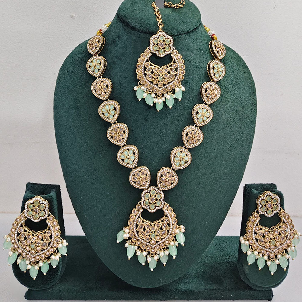 Rajwadi Collection Glamorous Crystal And Beads Necklace Set