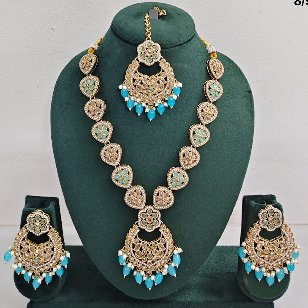 Rajwadi Collection Glamorous Crystal And Beads Necklace Set