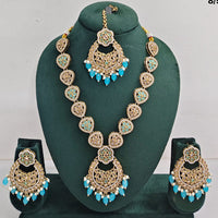 Rajwadi Collection Glamorous Crystal And Beads Necklace Set