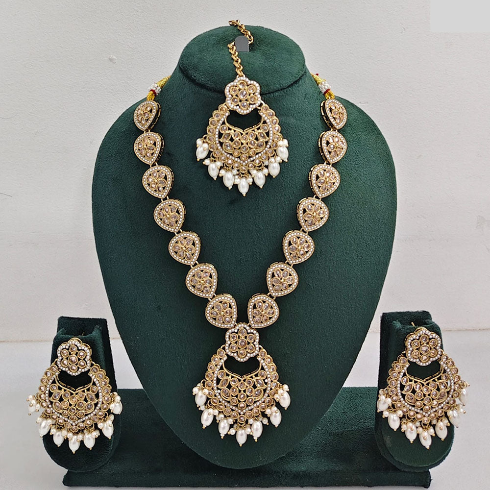Rajwadi Collection Glamorous Crystal And Beads Necklace Set