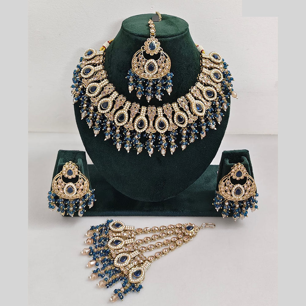 Rajwadi Collection Glamorous Crystal And Beads Necklace Set