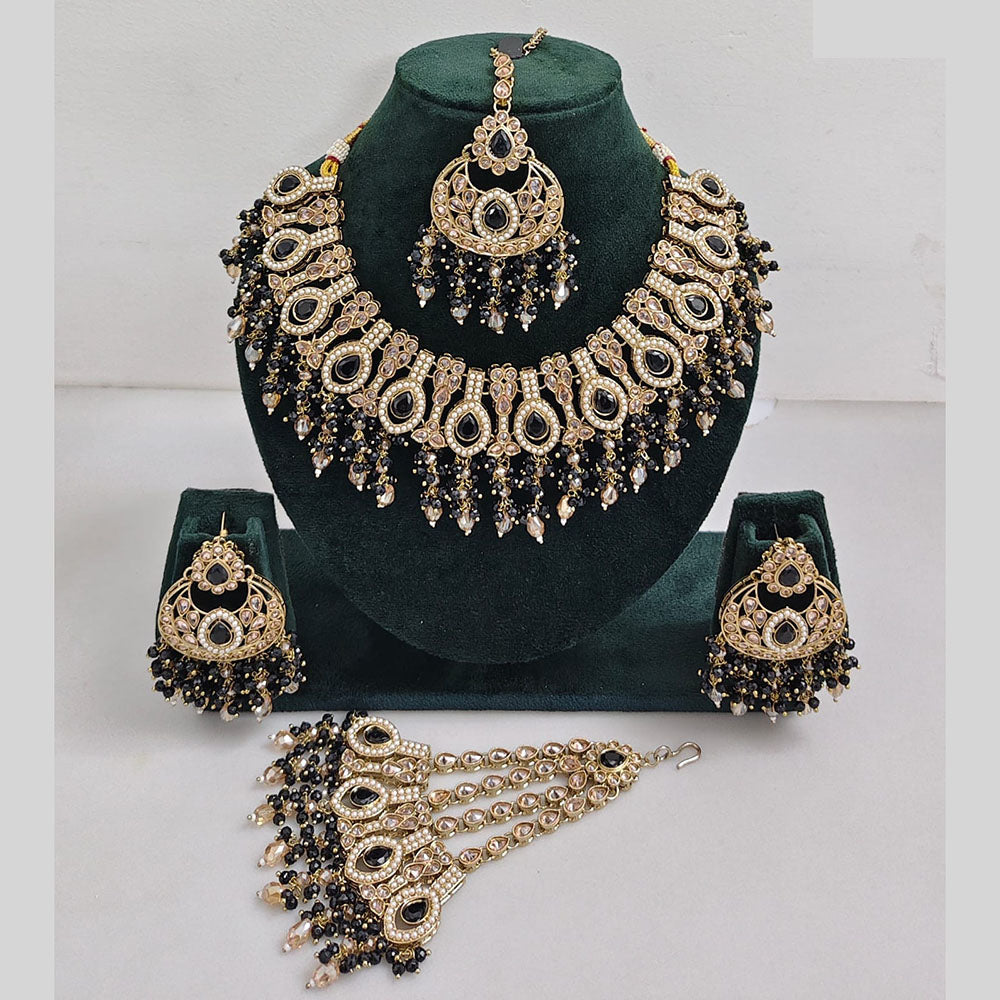 Rajwadi Collection Glamorous Crystal And Beads Necklace Set