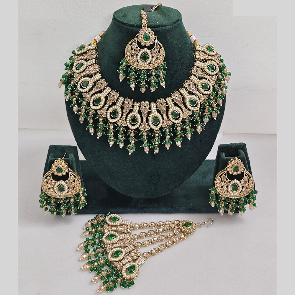 Rajwadi Collection Glamorous Crystal And Beads Necklace Set