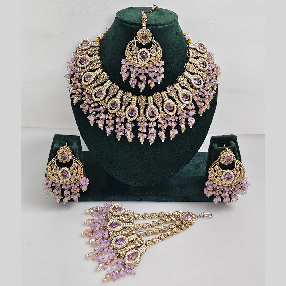 Rajwadi Collection Glamorous Crystal And Beads Necklace Set