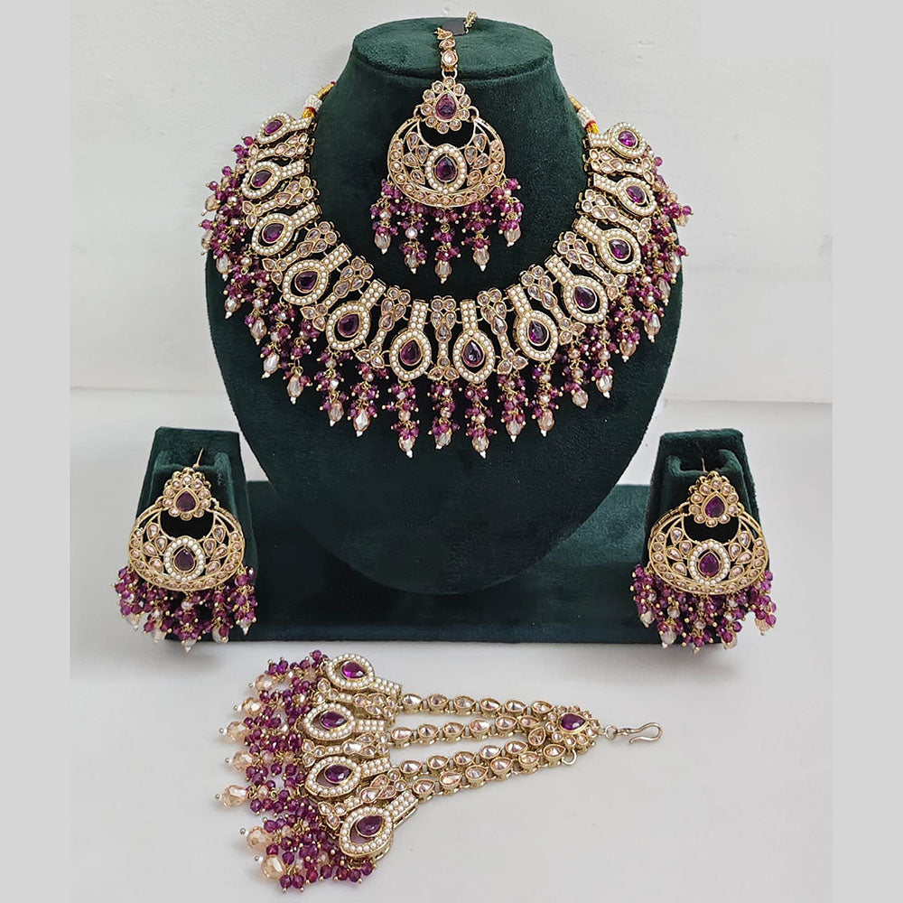 Rajwadi Collection Glamorous Crystal And Beads Necklace Set