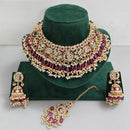Rajwadi Collection Traditional Pota Stone Pearl And Beads Choker Necklace Set 