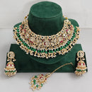 Rajwadi Collection Traditional Pota Stone Pearl And Beads Choker Necklace Set