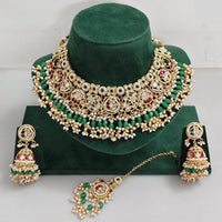 Rajwadi Collection Traditional Pota Stone Pearl And Beads Choker Necklace Set