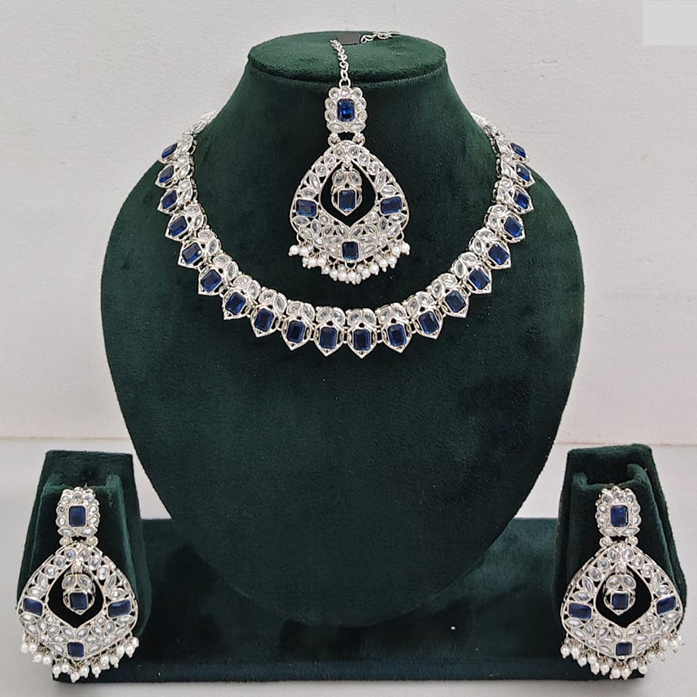 Rajwadi Collection Glamorous Crystal And Beads Necklace Set