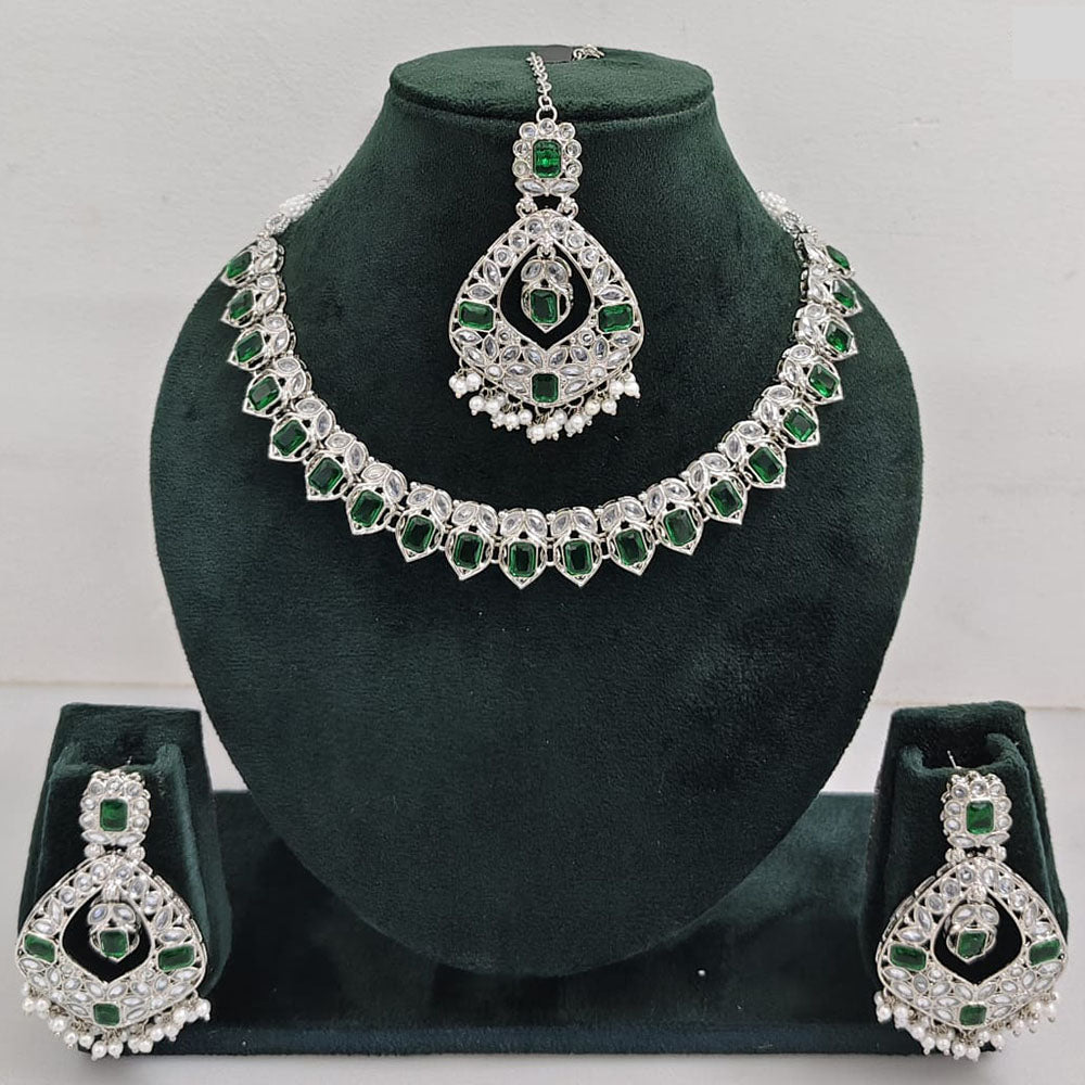 Rajwadi Collection Glamorous Crystal And Beads Necklace Set