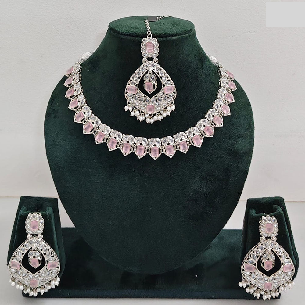 Rajwadi Collection Glamorous Crystal And Beads Necklace Set