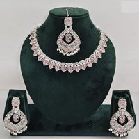 Rajwadi Collection Glamorous Crystal And Beads Necklace Set