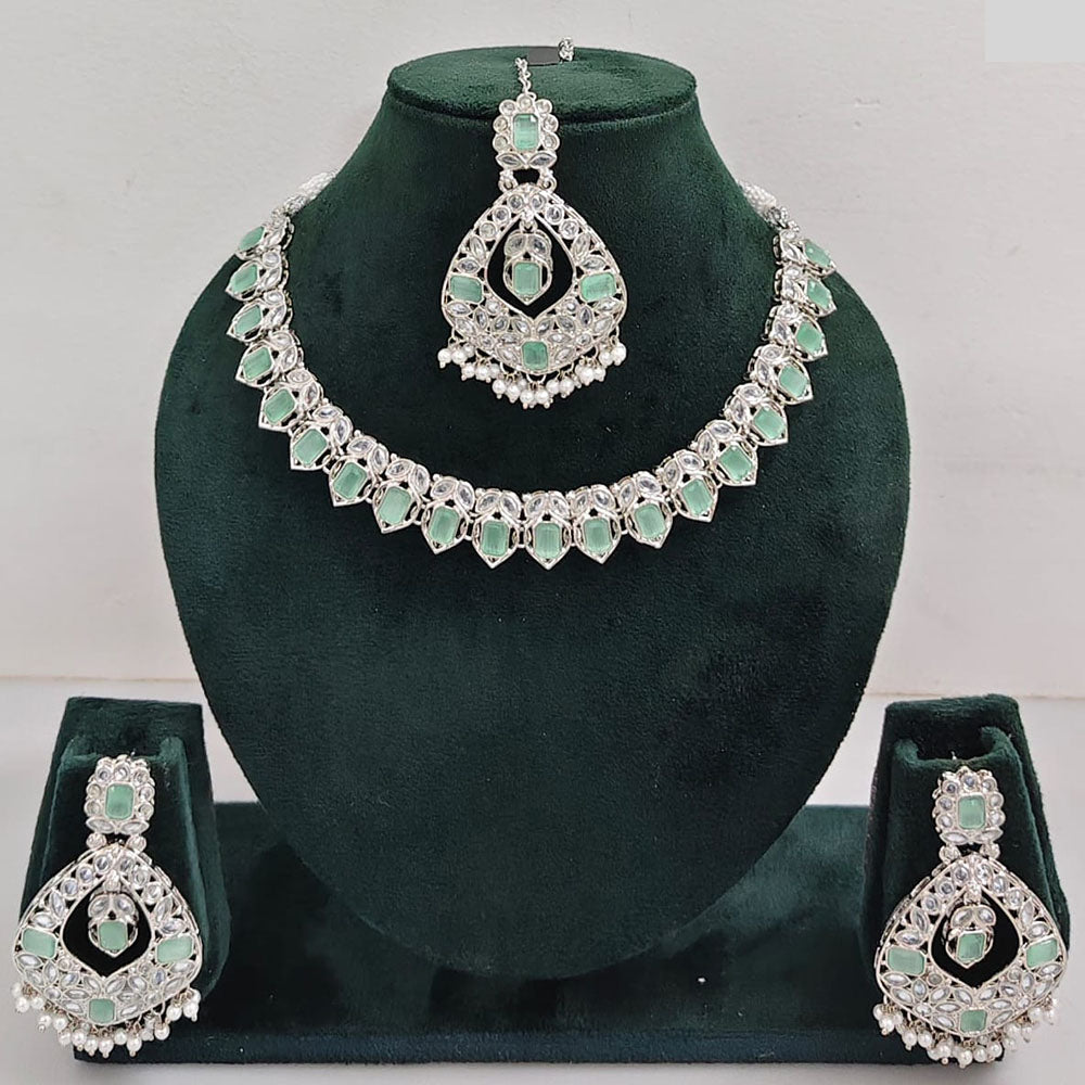 Rajwadi Collection Glamorous Crystal And Beads Necklace Set