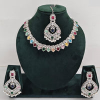 Rajwadi Collection Glamorous Crystal And Beads Necklace Set